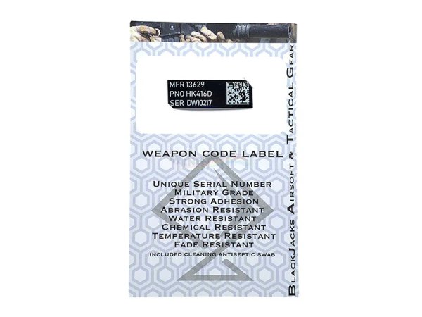 画像1: Blackjack Tactical Weapon Code Label HK416D用 (1)