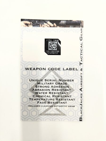 画像1: Blackjack Tactical Weapon Code Label M4A1用 (1)